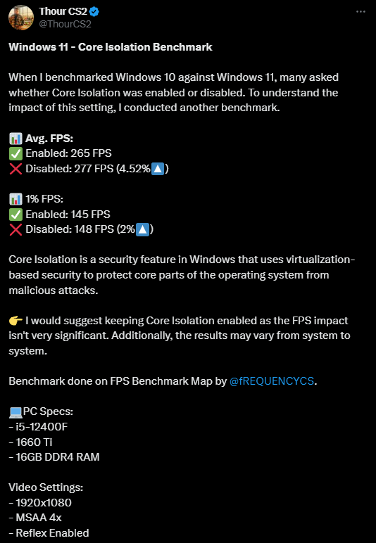 El impacto del Aislamiento del núcleo de Windows 11 en el rendimiento de los juegos