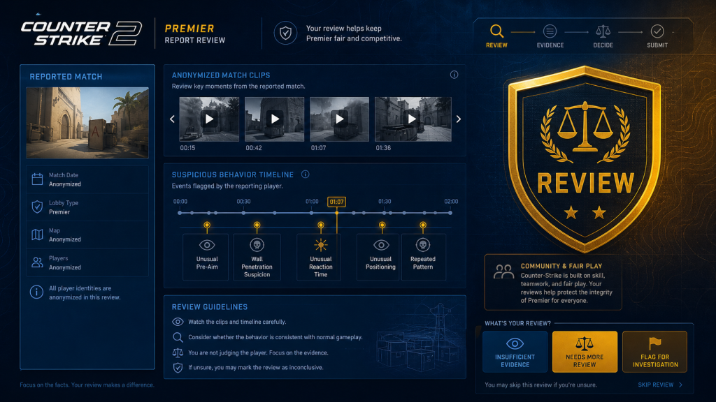 Anonymized CS2 suspicious behavior review