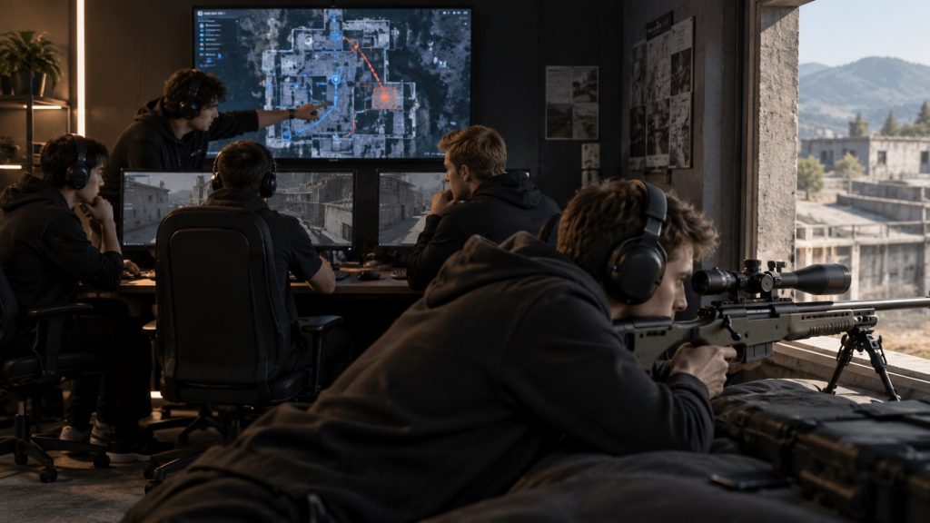Une configuration d'entraînement associe un sniper proactif à quatre coéquipiers coordonnés