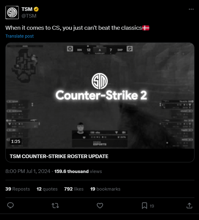 TSM's Return to CS2